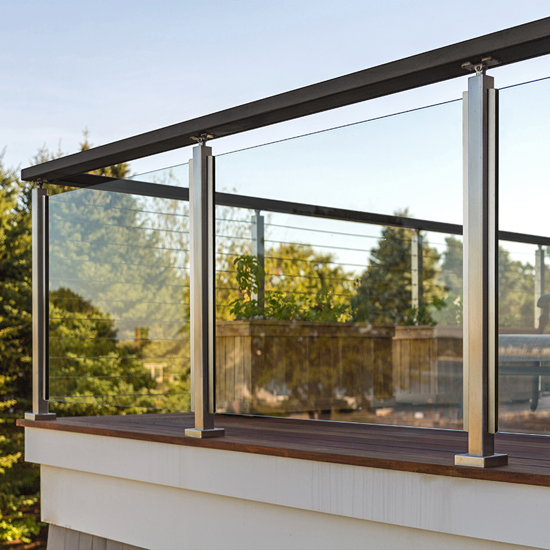 304 stainless steel staircase guardrail handrail u-shaped slot balcony tempered glass railing villa fence column fitted modern