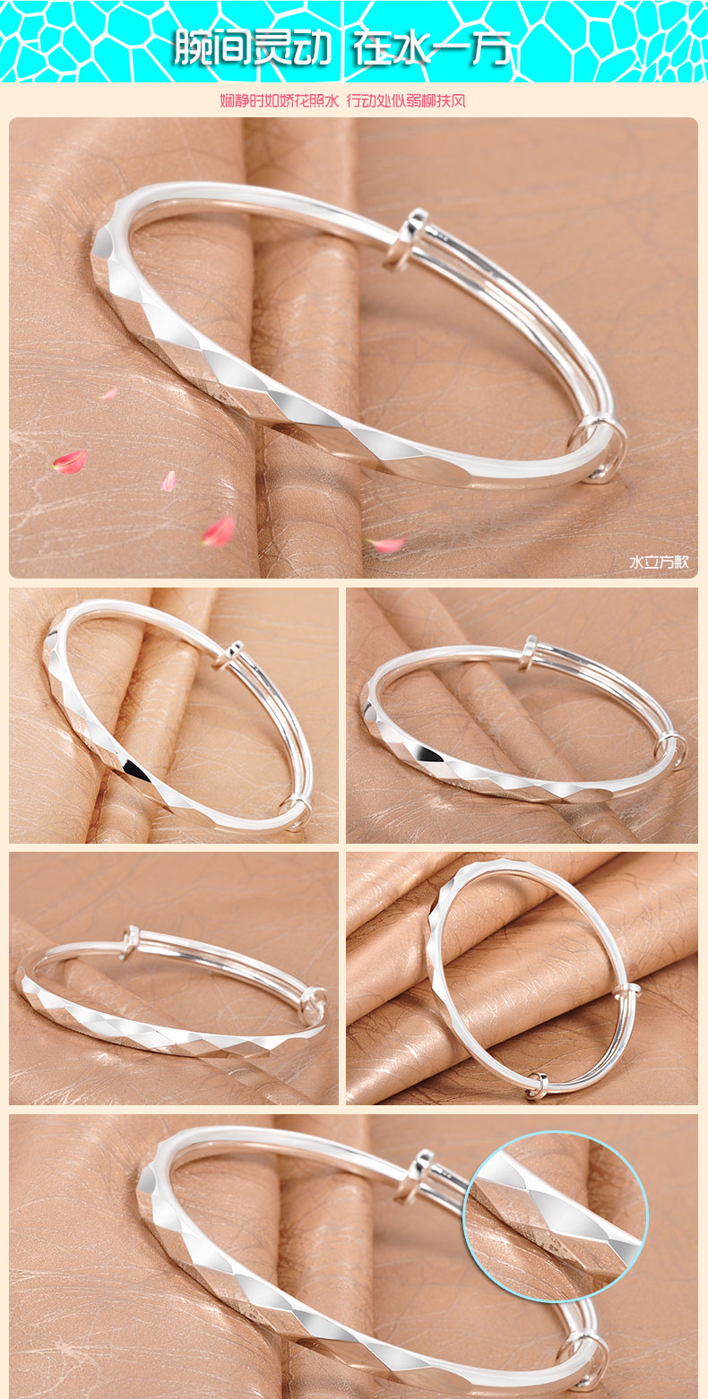 Mantina bạc bracelet 999 sterling bạc vòng đeo tay nữ water cube Xiang Yi đầy đủ bạc bracelet bạc vòng đeo tay nữ quà tặng