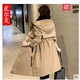 Áo khoác nữ 2021 mùa xuân và mùa thu mới thời trang Hàn Quốc Phong cách Anh Áo khoác eo mỏng hơn xu hướng áo gió dài giữa - Trench Coat