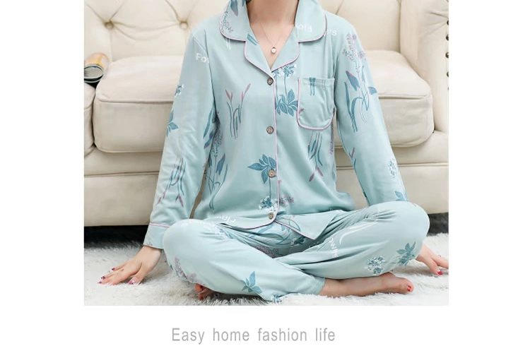 Nam cực đồ ngủ mẹ trung niên phụ nữ mùa xuân và mùa thu dài tay áo len cardigan cotton phục vụ nhà phụ nữ trung niên và cao tuổi tăng - Giống cái