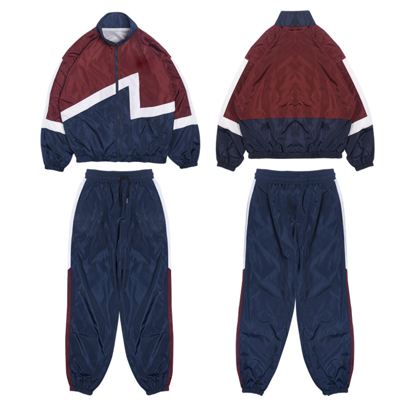 bboy sportswear suit splicing collision color bat sleeve upright collar rotating clothes street dance team banswear custom 285