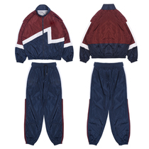 bboy mens sportswear suit stitching hit color bat sleeve stand-up collar rotating clothes hip-hop team class uniform custom 285