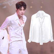 Wang Yibo male star with the same shirt silky satin acetate drape shirt childrens catwalk team custom 330