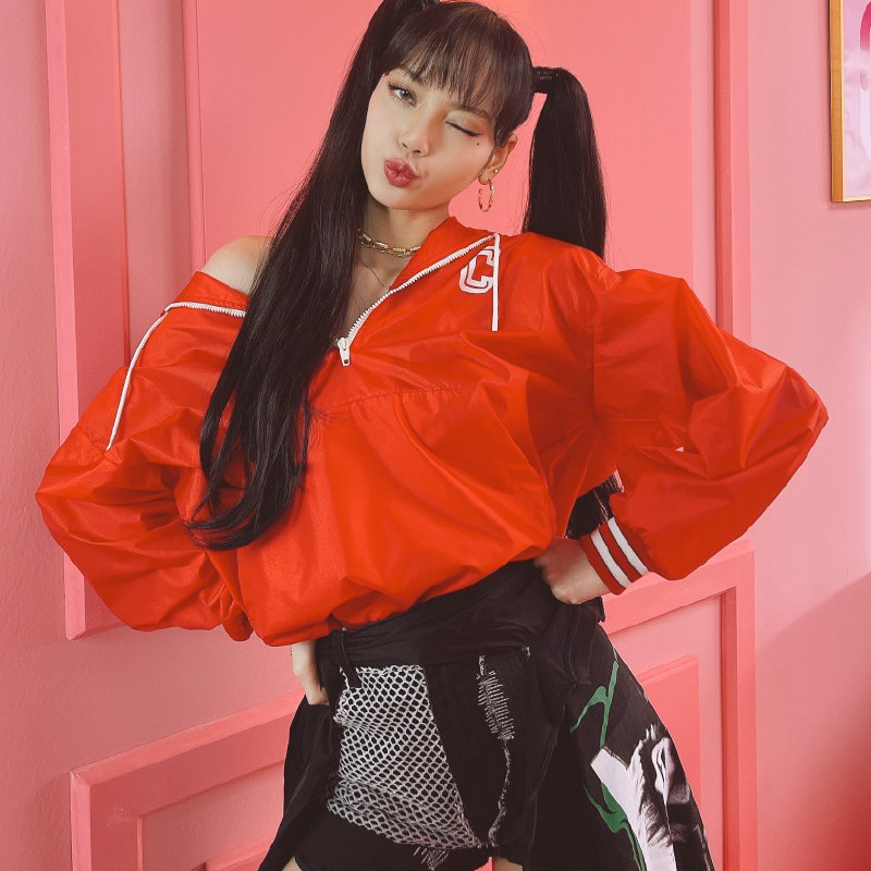 Lisa the same jacket ins spring and summer bat sleeve sunscreen clothing ice silk breathable jacket jazz dance team custom 246