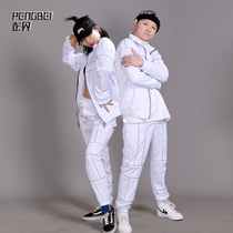 Summer breathable 3M reflective strip splicing sports suit student couple dress hip hop team custom 077