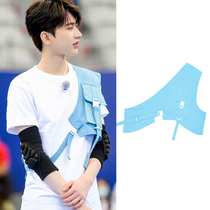 Cai Xu Kun Star Co-Style Wind Single Shoulder Tooling Horse Chia Tactical Ultra Short Vest Street Dance Team Customized 615