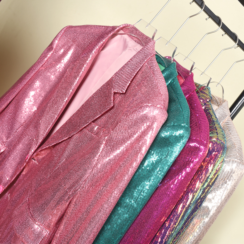 Dopamine Hong Kong Style Sequin Suit, Unisex, Loose Fit, Trendy Street Style, Cool Street Dance Performance Jacket 254