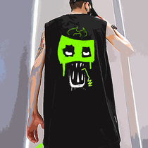 Hip-hop hand-painted printing cotton vest mens sports fitness loose bottom sleeveless t-shirt hip-hop team custom 006