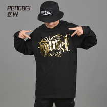 Long sleeve T-shirt men poping hip hop hip hop loose Tide brand Gothic print cotton couple base shirt 052