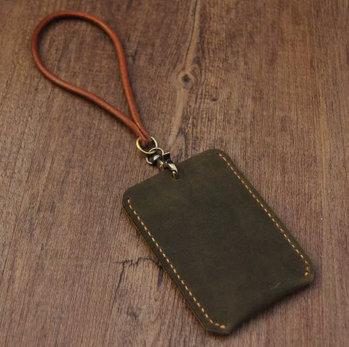 Кожаный чехол для проездного ручной работы, комплект, защитный чехол, картхолдер, воловья кожа, из натуральной кожи, простой и элегантный дизайн