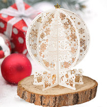Korean creative thanks Christmas Eve blessing 3D card gilding hollow out exquisite three-dimensional Christmas greeting card crystal ball