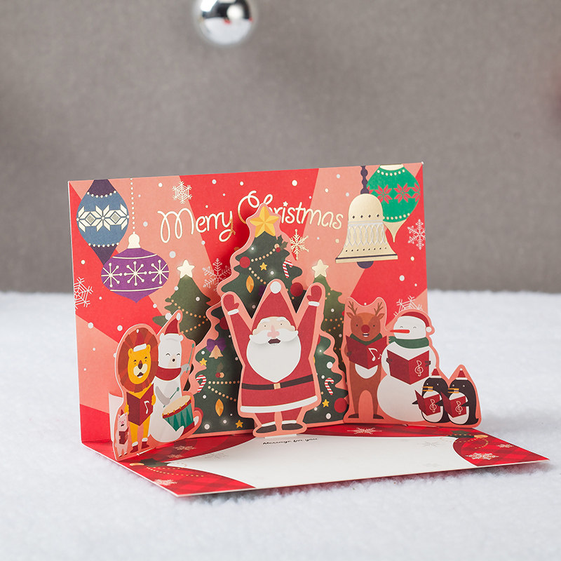 Han creative Christmas three-dimensional greeting card Christmas Eve thank you New Year greeting card Snowman Santa party