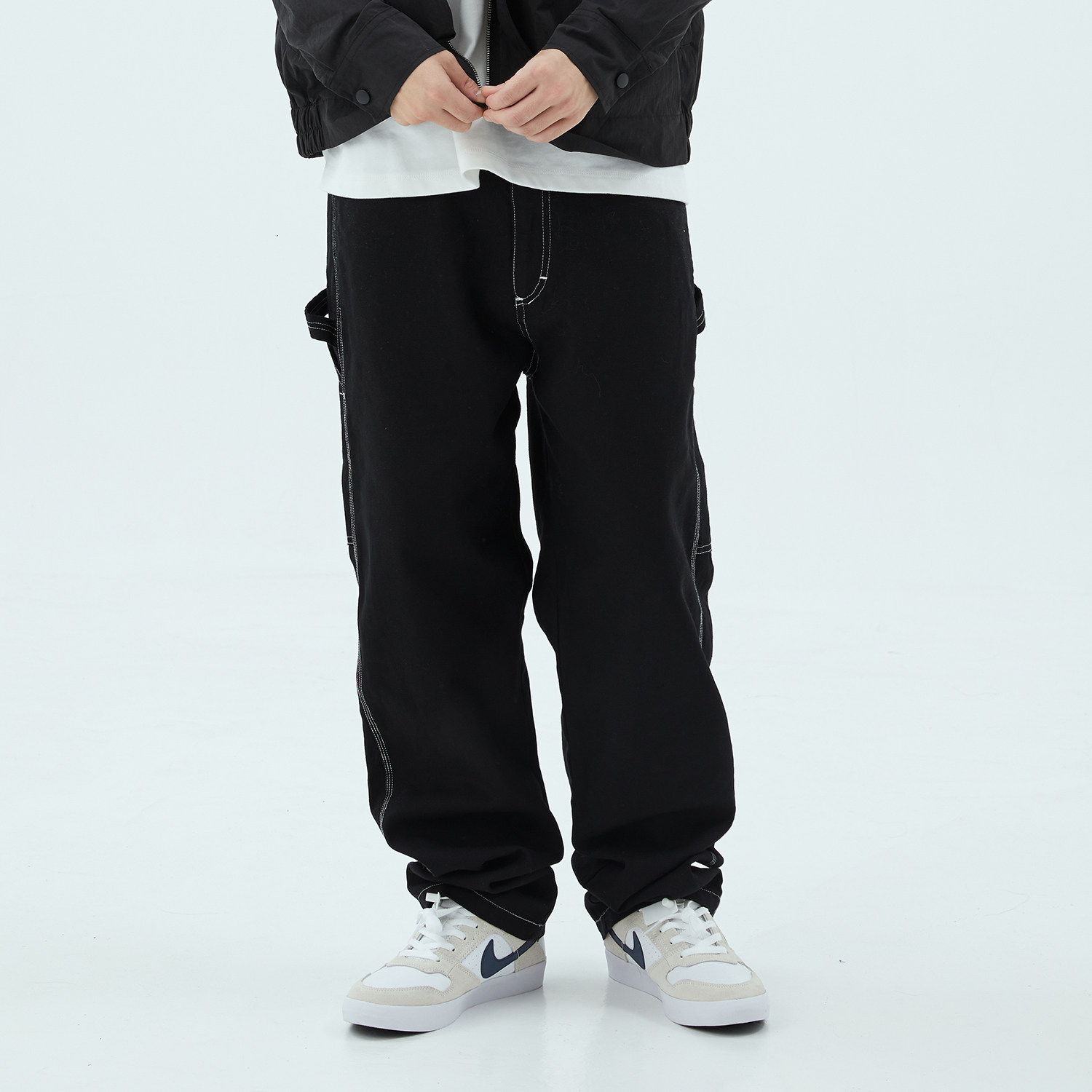 HUGALLGUILT Guochao Tooling Washed Martin Straight Pants Casual Lantern Trousers Loose Hip Hop Casual Pants