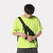 HUGALLGUILT 19 spring and summer new round neck base basic LOGO short-sleeved fluorescent green short-sleeved mens clothing