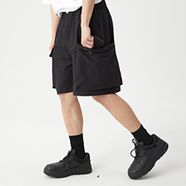 HUGALLGUILT summer two-color three-dimensional large pocket function loose straight five-point pants tooling all-match shorts