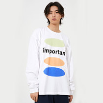 HUGALLGUILT autumn and winter three-color circle print round neck cotton long-sleeved loose couples national tide T-shirt