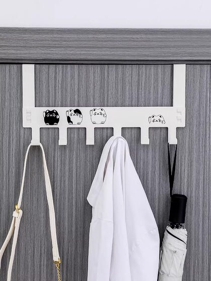 无痕门后挂钩家用免打孔卧室门上置物架子壁挂创意连排挂架挂衣架