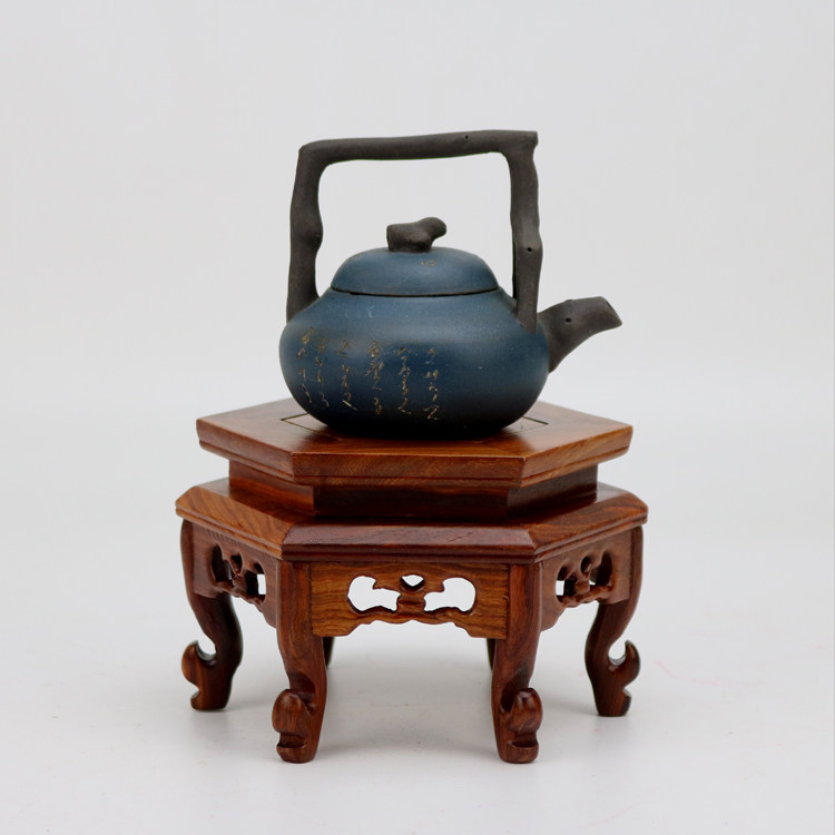 Red Wood Solid Wood Hexagonal Red Acid Branches Wood Vase Bonsai Chishite Handicraft Swing Accessories Porcelain Purple Cassera Base Pot Holder