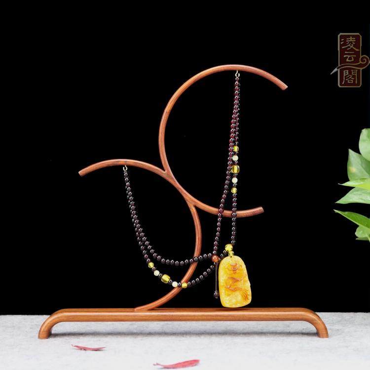 Red Wood Shelf Pendant Jade Shelf Solid Wood Pendant Jade Rack Jewelry Rack Ornament Show Shelf Red Treasures Wood Jade Decorative Shelf