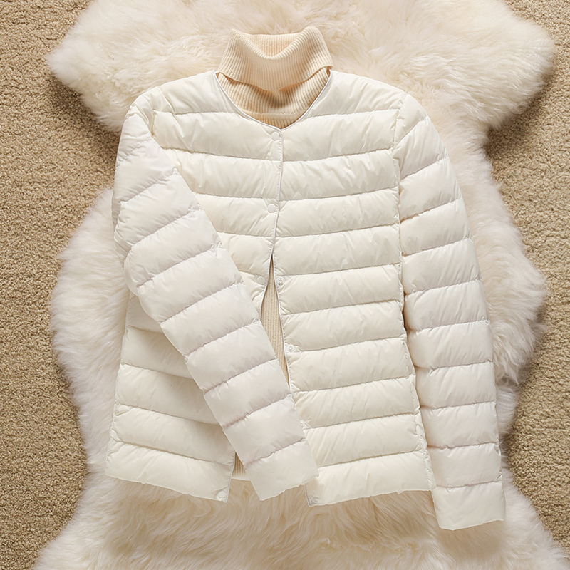 New Autumn and Winter Lightweight down Jacket for Women, Short Round-Neck Inner Vest, Thin Base Layer, Collarless Lightweight Coat