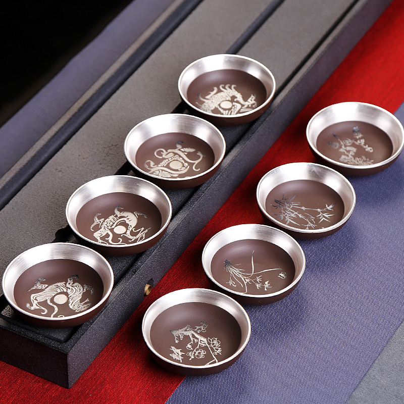 Tasted silver gilding little violet arenaceous kung fu tea tea cup home master cup sample tea cup single cup tea light ceramic cup