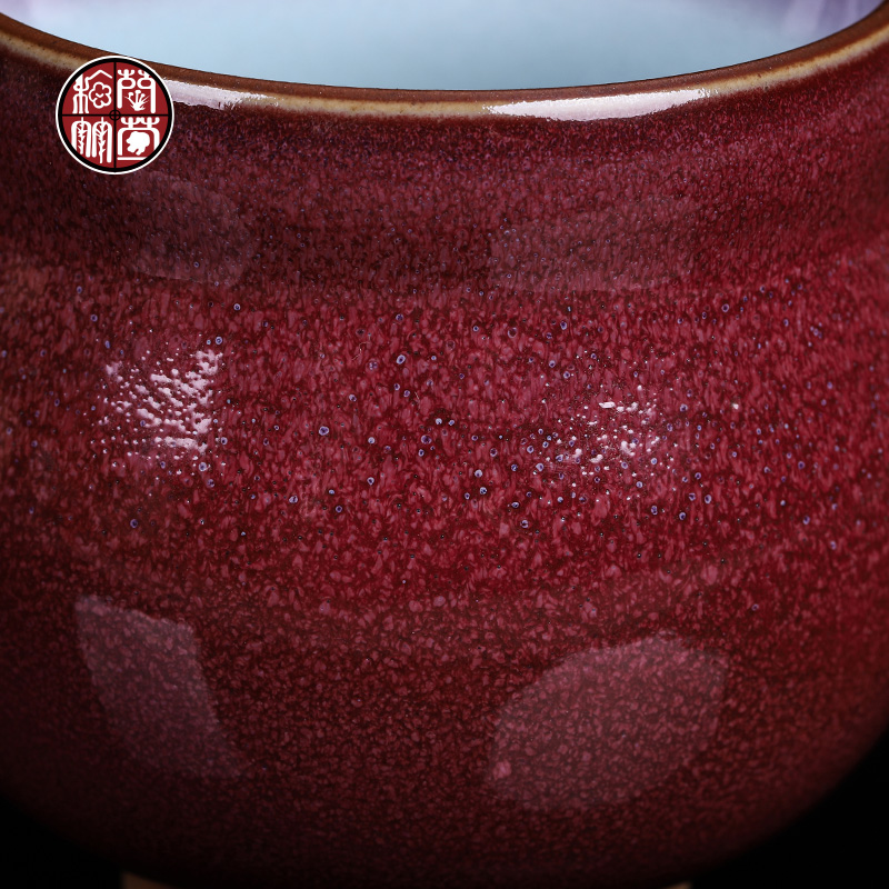 Jun porcelain up of new Chinese style kung fu tea cup of pure checking ceramic tea set master cup single bowl sample tea cup