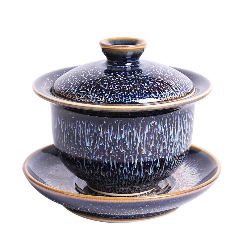 Retro temmoku glaze on a light tea tureen large hot only three cups of ceramic up want single kung fu tea bowl