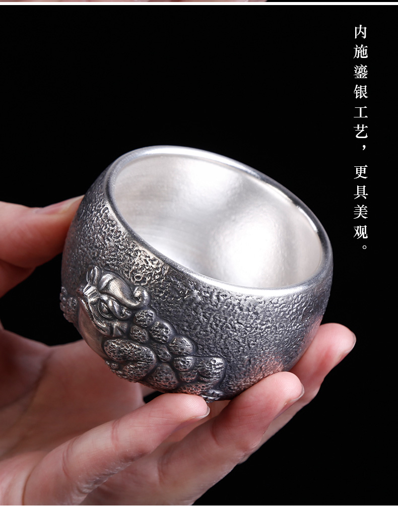 With silver spittor masters cup pure manual coppering. As turnkey household ceramics kunfu tea cup single silver cup