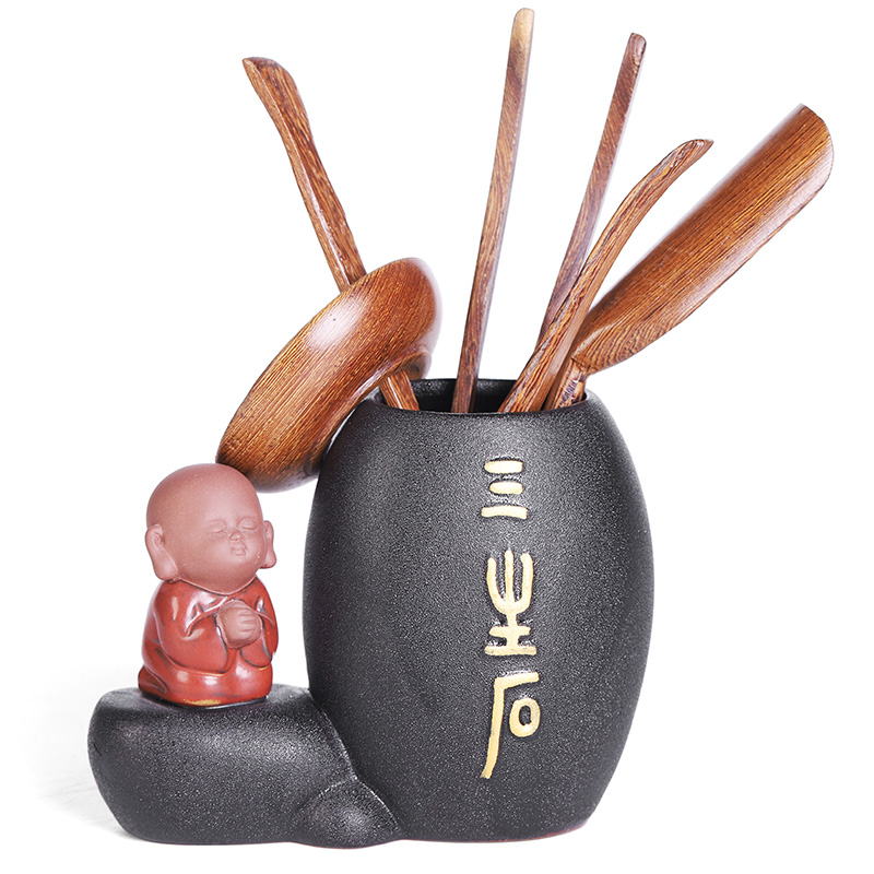 Tea sets accessories 6 gentleman Chinese violet arenaceous the young monk Tea taking to receive tube furnishing articles wenge ChaGa ChaZhen