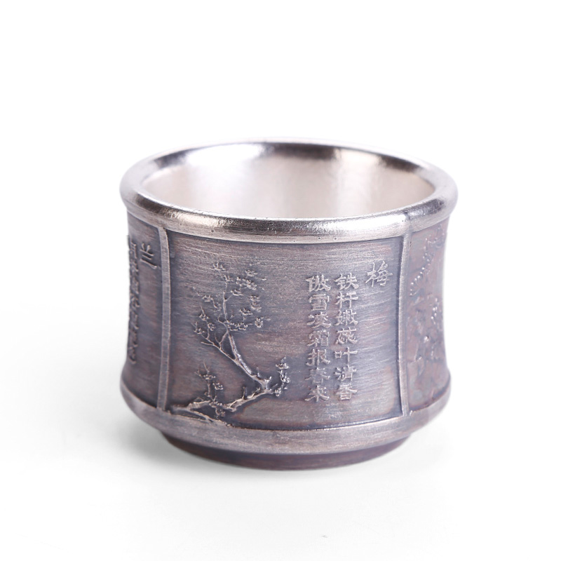 By patterns ceramic cup turnkey sterling silver with silver cup single pure manual coppering. As kongfu master CPU
