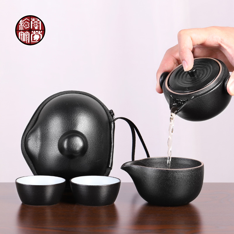 Ceramic portable kung fu tea sets travel small single simple double trill with on - board is suing the with you