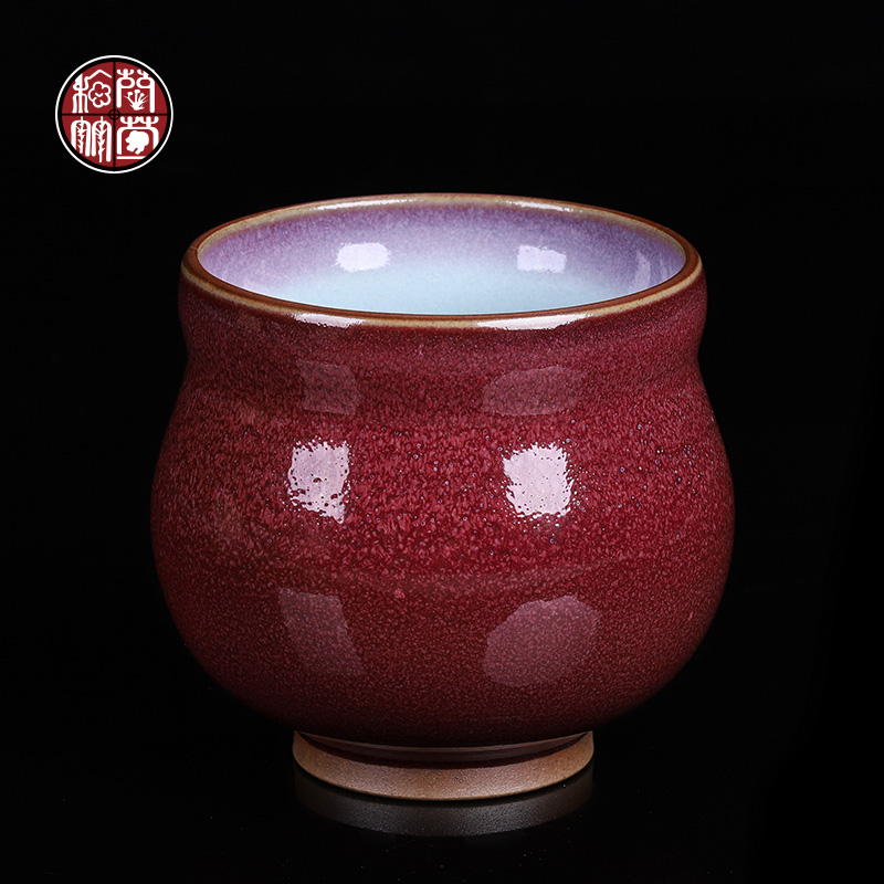 Jun porcelain up of new Chinese style kung fu tea cup of pure checking ceramic tea set master cup single bowl sample tea cup
