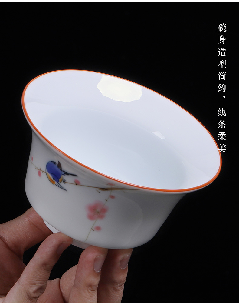 The Heavy tea bowl three tureen large 300 ml Japanese blue and white landscape white porcelain lotus cup hot hand