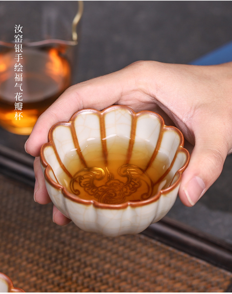 Open the slice your up gold master tea cup pure manual hand - made, whitebait cup retro ceramic kung fu tea cup