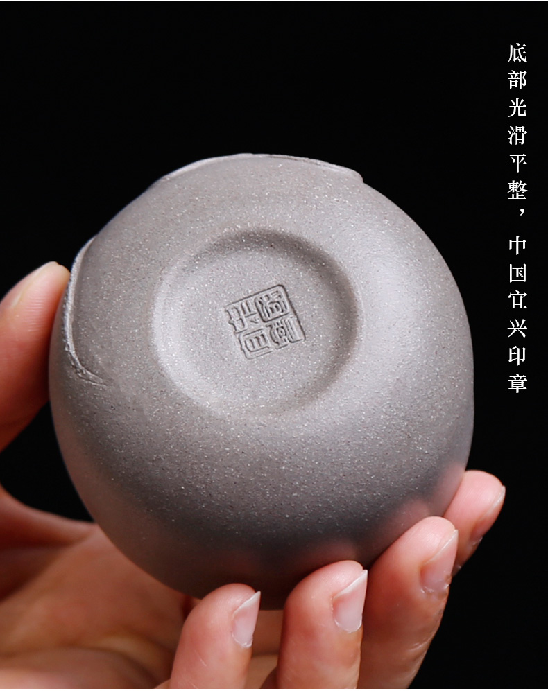 Yixing purple sand kung fu tea cup cup single ceramic masters cup pure manual household time men restoring ancient ways