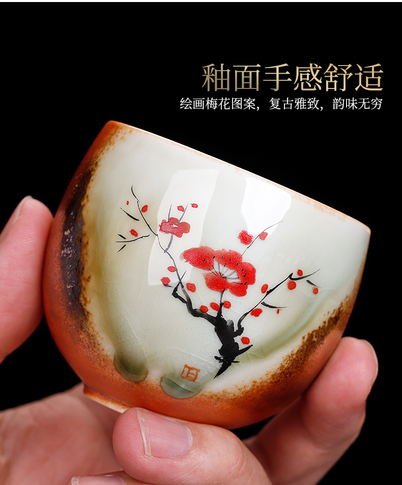 Ms hand - made of wood, beaker master cup single cup men 's high - end checking ceramic cups variable sample tea cup gift boxes