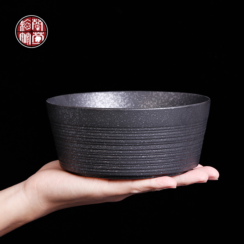 Black pottery tea cups of water to wash to the Japanese zen, after the writing brush washer from kung fu tea tea wash to large household ceramics parts