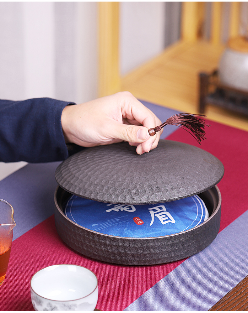 Japanese coarse pottery hammer the receive a case of general large white tea tea cake tea box of ceramic tea pot and tea warehouse