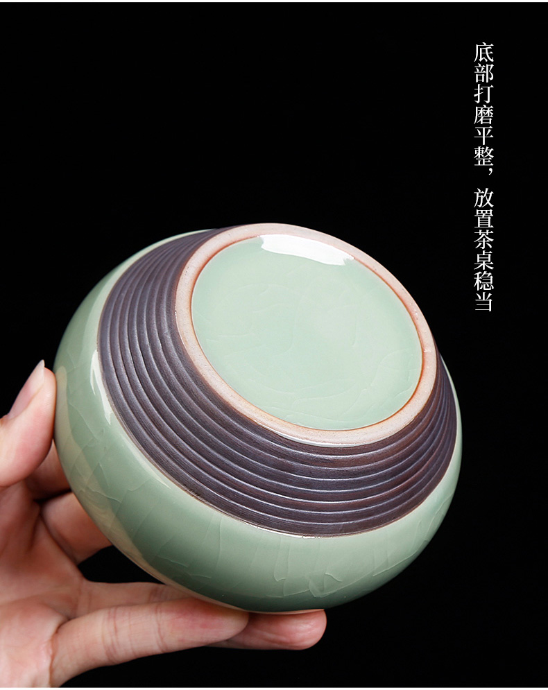 Elder brother up with tea pot seal moisture small fan type of household ceramic containers of tea tea storage tanks