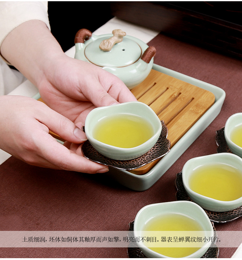 Your up ceramic kung fu tea set 4 people travel to carry tea sample tea cup I and contracted household cup teapot