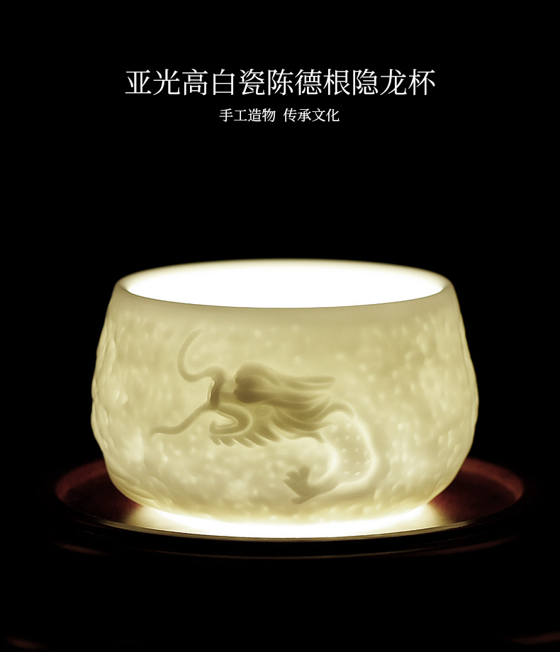 De - gen Chen checking out hidden dragon cup of dehua white porcelain masters cup single cup large suet jade small single ceramic cups