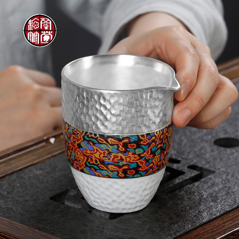 Sterling silver ceramic fair keller manual water ripple tasted silver gilding kung fu tea set and a cup of tea ware accessories points home fair cup