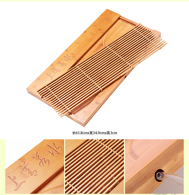 Small bamboo bamboo bamboo tea tray bamboo bamboo tray rectangle plate storage drawer household clearance large - sized contracted drainage