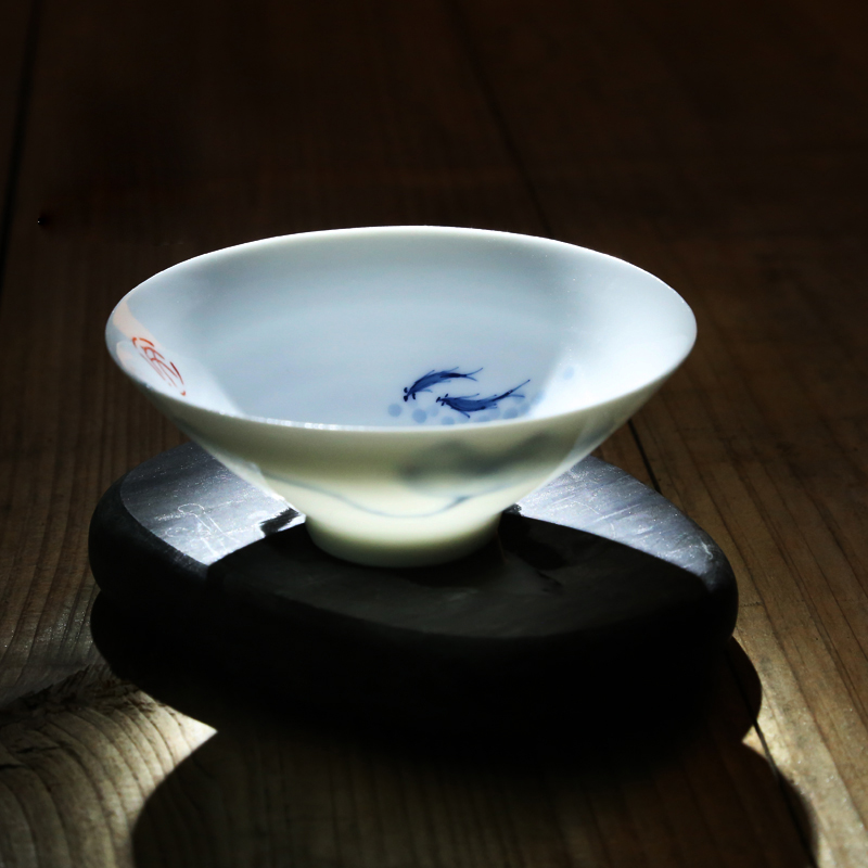 Jingdezhen blue and white porcelain hand - made hat to kung fu tea cups tea cups of tea ceramics tea bowl