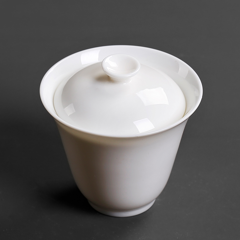 Portable high - white family travel dehua white porcelain ivory a pot of three cups of crack cup is suing the tea set