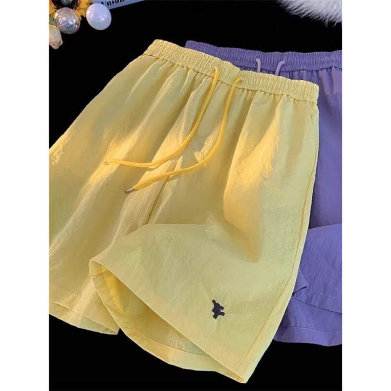 Woodpecker Brand Lemon Yellow Sports Shorts for Women 2026 Summer Quick-Drying Casual Loose Thin Five-Point Shorts Trendy