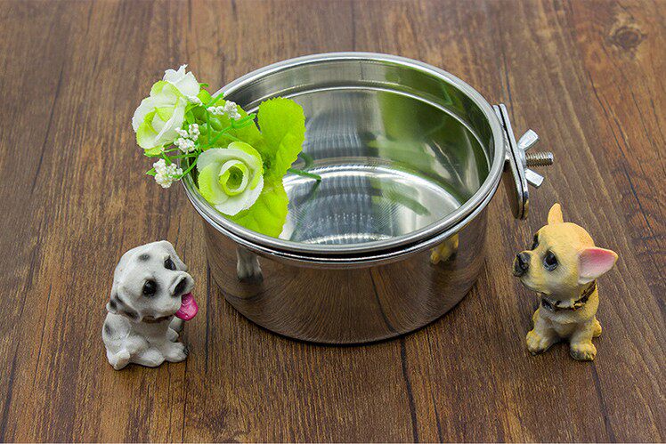 Stainless steel parrot food box water tank water cup water bowl food cup food trough parrot bird special anti-bite