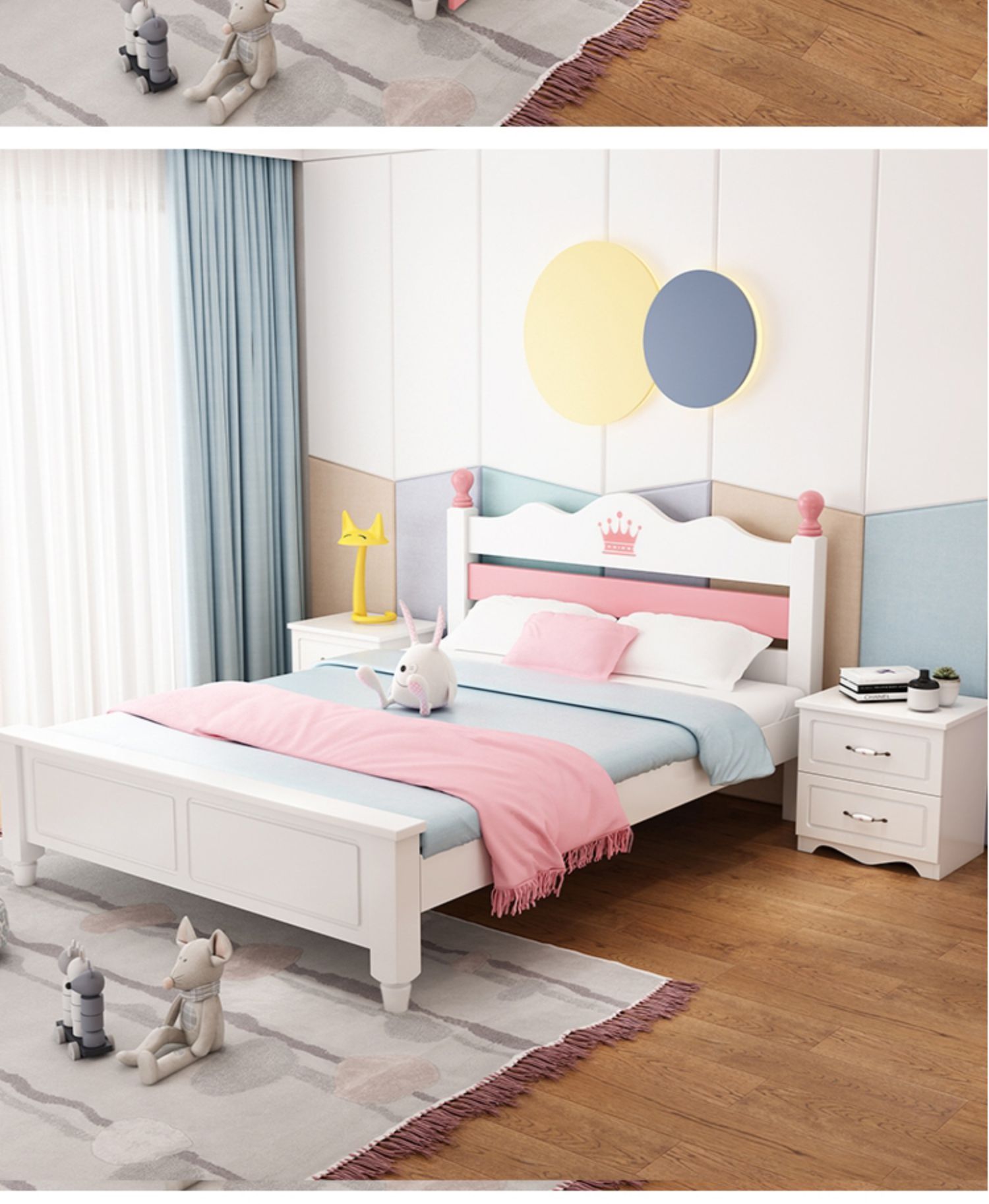 All solid wood children's bed 1 5 meters boys and girls princess bed bedroom single bed juvenile simple modern pine bed 1 2