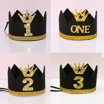 Years birthday hat ins Black Gold series European and American baby childrens birthday party creative photo crown hat