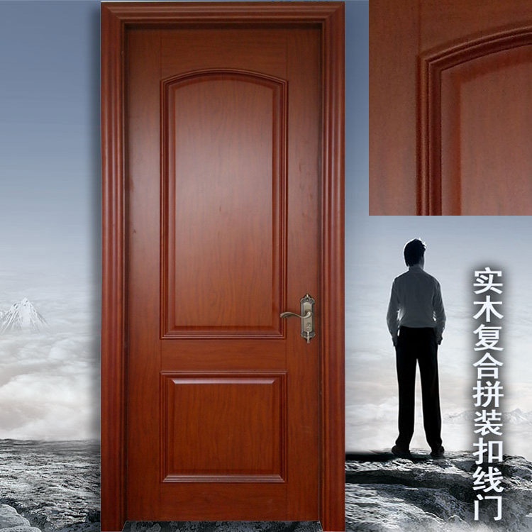 PQ13 solid wood composite baking lacquered door assembled buckle line door inlaid wire carved door wooden door wooden door bedroom inner door suit door-Taobao